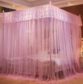 img 3 attached to 🎀 Mengersi Twin Size Pink Canopy Bed Curtains with 4 Corners - Bed Canopies Net for Girls and Kids