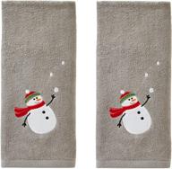 gray snowman hand towel with snowballs by skl home - saturday knight ltd. logo