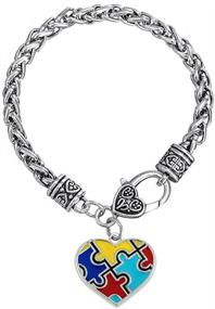 img 1 attached to Heart Autism Awareness Puzzle Jigsaw Charm Bracelet by LovelyJewelry