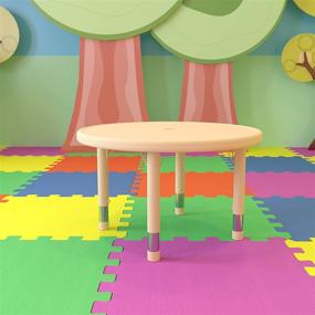 img 4 attached to 🪑 Height Adjustable 33-Inch Round Natural Plastic Activity Table by Flash Furniture