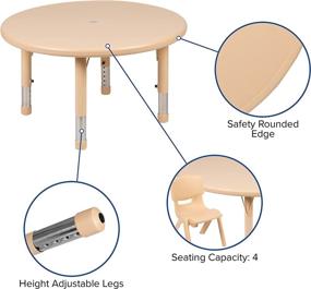 img 1 attached to 🪑 Height Adjustable 33-Inch Round Natural Plastic Activity Table by Flash Furniture