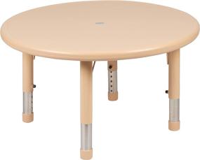 img 3 attached to 🪑 Height Adjustable 33-Inch Round Natural Plastic Activity Table by Flash Furniture