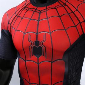 img 1 attached to 🕷️ Men's Spider-Man Far from Home 3D Print Short Sleeve Compression T-Shirt