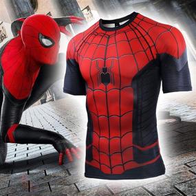 img 3 attached to 🕷️ Men's Spider-Man Far from Home 3D Print Short Sleeve Compression T-Shirt