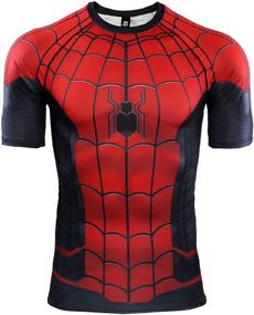 img 4 attached to 🕷️ Men's Spider-Man Far from Home 3D Print Short Sleeve Compression T-Shirt