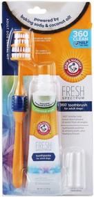 img 4 attached to 🐶 Оптимизированный набор для ухода за зубами для взрослых собак - Arm & Hammer Fresh Spectrum: 360 градусов зубная щетка для собак, зубная паста с пищевой содой 2 унции, пальцевая щетка - эффективно очищает зубной налет и зубной камень.