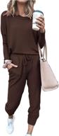 solid color two piece outfit long sleeve crewneck pullover tops & long pants sweatsuits: prettygarden women's tracksuits logo