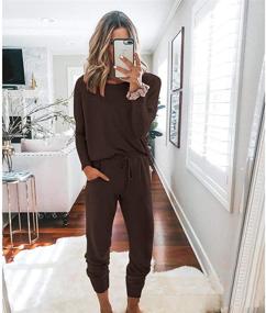 img 3 attached to Solid Color Two Piece Outfit Long Sleeve Crewneck Pullover Tops & Long Pants Sweatsuits: PRETTYGARDEN Women's Tracksuits