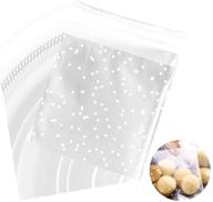 🍭 500 pcs self adhesive treat bags: white polka dot cellophane party favor set for lollipops, candies, chocolates, cookies, and gift bags logo