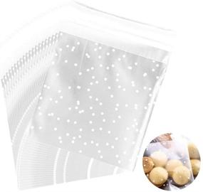 img 4 attached to 🍭 500 Pcs Self Adhesive Treat Bags: White Polka Dot Cellophane Party Favor Set for Lollipops, Candies, Chocolates, Cookies, and Gift Bags