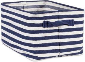 img 1 attached to 📦 DII Coated Anti-mold Cabana Stripe Collapsible & Waterproof Bins, Small Rectangle, 12x7.5, French Blue - Pack of 2