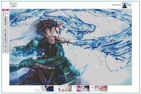 img 3 attached to 💎 Diamond Painting Kit for Adults - Full Drill Demon Slayer: Kimetsu no Yaiba - Round Crystal Rhinestone Embroidery - Home Wall Decor - 30x45cm