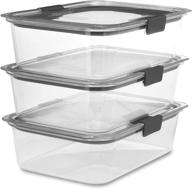 rubbermaid brilliance food storage container, large, 9.6 cup, clear, 3 pack - convenient kitchen organization and freshness ensured логотип