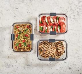 img 1 attached to Rubbermaid Brilliance Food Storage Container, Large, 9.6 Cup, Clear, 3 Pack - Convenient Kitchen Organization and Freshness Ensured