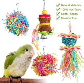 img 2 attached to 🐦 YUEPET 4 Pack Bird Shredder Toys: Enticing Chewing & Foraging Fun for Small Parrots, Parakeets, Parrotlets, Lovebirds, and Cockatiels