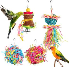 img 4 attached to 🐦 YUEPET 4 Pack Bird Shredder Toys: Enticing Chewing & Foraging Fun for Small Parrots, Parakeets, Parrotlets, Lovebirds, and Cockatiels