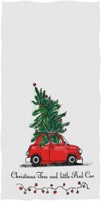 img 4 attached to 🎄 Christmas Tree Hand Towels for Bathroom - Vintage Red Truck, 16x30 Inches, Winter Snowflake Lantern Design, Ultra Soft, Highly Absorbent, Merry Christmas X-mas Bathroom Decor Gifts