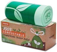 wrapok biodegradable drawstring kitchen trash bags - 🗑️ 100% compostable & astm d6400 certified, 4 gallon (30 count) logo