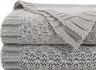 🔥 ntbay natural bamboo cable knit oversized throw blanket: soft and cooling twin bed blanket, 60 x 80 inches - silver grey logo