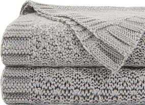 img 4 attached to 🔥 NTBAY Natural Bamboo Cable Knit Oversized Throw Blanket: Soft and Cooling Twin Bed Blanket, 60 x 80 Inches - Silver Grey