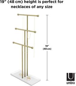 img 3 attached to 💎 Tiered Tabletop Countertop Free Standing Necklace Holder Display - Umbra Trigem Jewelry Organizer, 3 Tiers, Brass/White