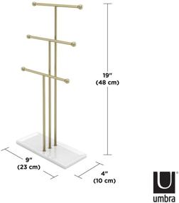 img 2 attached to 💎 Tiered Tabletop Countertop Free Standing Necklace Holder Display - Umbra Trigem Jewelry Organizer, 3 Tiers, Brass/White