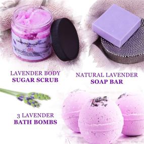 img 1 attached to 🌿 Organic Lavender Spa Gift Baskets for Women - Luxurious Bath and Body Set at Home, Including Spa Kit, Soy Wax Candle, Natural Oil Bath Salt, 3 Bath Bombs, Soap Bar, Body Sugar Scrub - Perfect for Mom, Girls