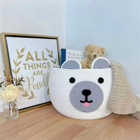 img 1 attached to 🐻 Cute Baby Bear Cotton Rope Basket: Perfect Nursery Organizer for Baby Laundry, Toy Storage, and Gifts!