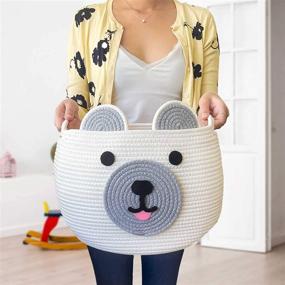 img 2 attached to 🐻 Cute Baby Bear Cotton Rope Basket: Perfect Nursery Organizer for Baby Laundry, Toy Storage, and Gifts!