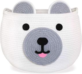 img 4 attached to 🐻 Cute Baby Bear Cotton Rope Basket: Perfect Nursery Organizer for Baby Laundry, Toy Storage, and Gifts!