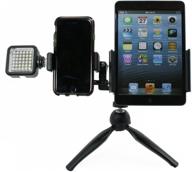 📹 livestream gear - dual device tripod with led light: ideal for streaming or video with regular & large phones, tablets. versatile mounts for phone or tablet. flexible orientations. (tablet & phone led tripod) logo