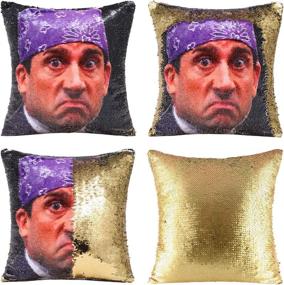 img 4 attached to 🧜 Tiaronics Magic Reversible Sequin Pillow Cases - Mermaid Throw Pillow Covers (Prison Mike/Gold2)