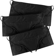 set of 3 black waitress aprons - 24 x 12 inches, with convenient pockets logo