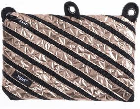 img 4 attached to 🌹 Stylish Rose Gold ZIPIT Metallic 3 Ring Binder Pencil Pouch - Holds 60 Pens, Girl's 3-Ring Case with Large Capacity, One Long Zipper Design - 9.06x0.78x5.91 inch (LWH)