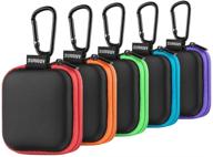 🎧 portable earbud carrying case, sunguy【5pack】 with carabiner clip - store earphones, earbuds, earpieces, sd memory cards, camera chips logo