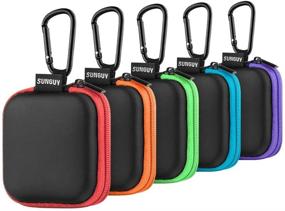 img 4 attached to 🎧 Portable Earbud Carrying Case, SUNGUY【5Pack】 with Carabiner Clip - Store Earphones, Earbuds, Earpieces, SD Memory Cards, Camera Chips