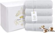 🛁 royalz collection: white bath towels set pack of 4 - clearance prime 27" x 54" 700 gsm cotton - highly absorbent towels in an attractive gift box logo