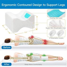 img 1 attached to 🛏️ Wedge Contour Memory Foam Knee Pillow for Side Sleepers: Cooling Gel, Extra Cover - Relieve Sciatica, Leg & Joint Pain, Lower Back & Hip Pain