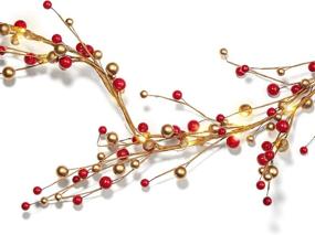 img 3 attached to 6 Ft Red Berry Garland with 100 LED Lights - Battery Operated Primitive/Farmhouse Style Indoor Decor for Table or Fireplace Mantle