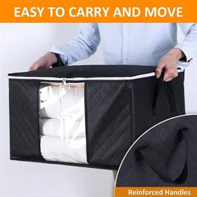 img 3 attached to 👜 CHUENG Storage Bag for Clothes 90L - Large Capacity Closet Organizer with Handle Zipper, Clear Window - 3 Pack Black