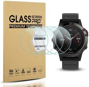 img 4 attached to 📱 Diruite 4-Pack for Garmin Fenix 5 Tempered Glass Screen Protector - Ultimate Protection with 2.5D 9H Hardness, Anti-Scratch, and Bubble-Free Application (Not Fit for Fenix 5 Plus)
