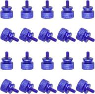 set of 20 anodized aluminum thumb screws (blue), fully threaded knurled thumbscrews for computer cases (6#-32 size) логотип