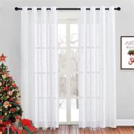 🪟 84-inch white sheer linen curtains with grommet top - semi sheer vertical drapes for bedroom, living room, sliding door - 2 pcs, 52-inch wide, privacy and light filtering logo