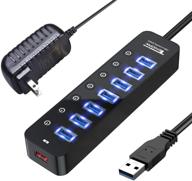 🔌 tendak 7-port usb hub 3.0 - high-speed data transfer, smart charging, individual on/off switches - perfect for macbook, laptop, and hard disk drives logo