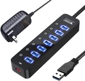 img 4 attached to 🔌 Tendak 7-Port USB Hub 3.0 - High-Speed Data Transfer, Smart Charging, Individual On/Off Switches - Perfect for MacBook, Laptop, and Hard Disk Drives