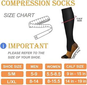 img 1 attached to 🧦 3 Pairs of Copper Compression Socks for Women & Men - Promotes Circulation - Ideal for Medical Professionals, Running, Nurses (Size L/XL)