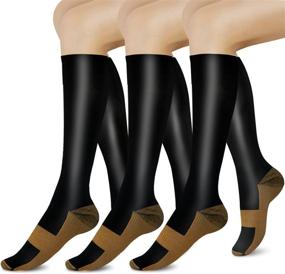 img 4 attached to 🧦 3 Pairs of Copper Compression Socks for Women & Men - Promotes Circulation - Ideal for Medical Professionals, Running, Nurses (Size L/XL)