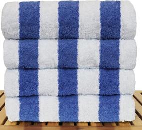 img 3 attached to 🏖️ 100% Egyptian Cotton Cabana Pool Beach Towels - Luxury Hotel & Spa Collection - Blue - Set of 4