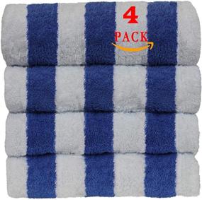 img 4 attached to 🏖️ 100% Egyptian Cotton Cabana Pool Beach Towels - Luxury Hotel & Spa Collection - Blue - Set of 4