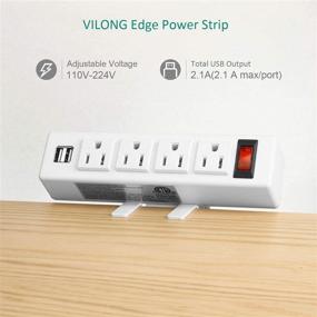 img 2 attached to White Desk Power Strip with USB Port and Removable Clamp - Socket with Switch, 6.5 ft Extension Cord, Connects 4 Plugs for Home Office and Reading